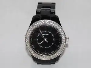 Fossil Women's Black Resin Bracelet Glitz Analog Dial Watch