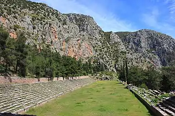 The mountain-top Stadium of Delphi