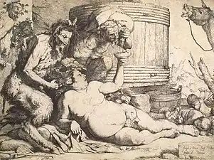 Drunken Silenus, etching & engraving, 27.3 x 35.5 cm.