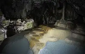 Mineral pools beneath "Satan's bridge"