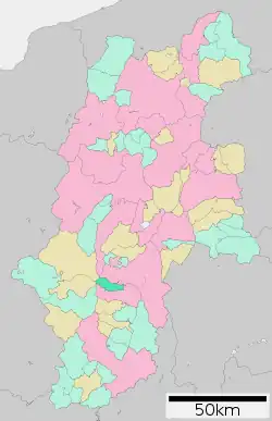 Location of Miyada in Nagano Prefecture