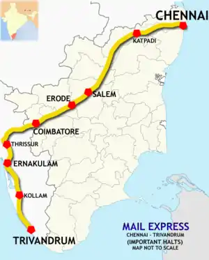 (Chennai–Trivandrum) Mail Express route