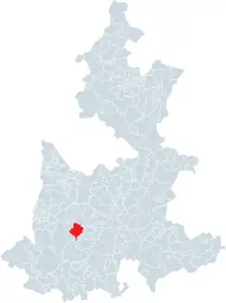 Location of the municipality in Puebla