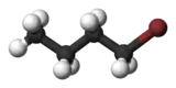 Ball and stick model of 1-bromobutane