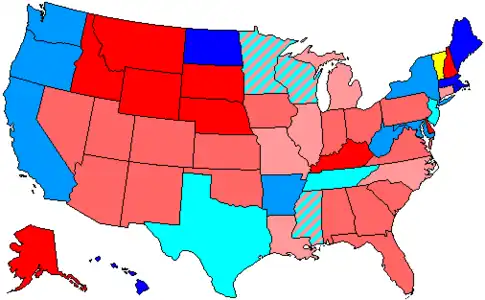 House seats by party holding plurality in state