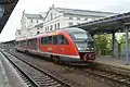 A class 642 DMU of DB Regio in May 2014 running as RB 61 to Dresden. This service was overtaken in December 2014 by Vogtlandbahn, which uses the same type of cars.