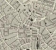 Detail of 1838 map of Boston, showing Pemberton Square