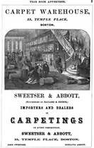 Ad for Sweetser & Abbott, carpet dealers, Temple Place, Boston, 1868