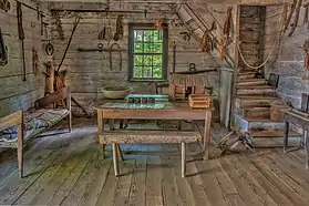 Log cabin interior, c. 1785