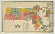 Map of districts of the Massachusetts state senate apportioned in 1916