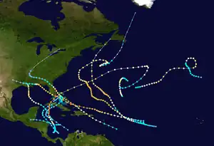 Track map of the 1926 Atlantic tropical cyclones