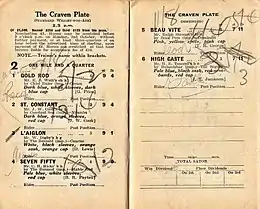 1939 AJC Craven Plate showing Gold Rod placed 3rd.