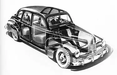 Cutaway drawing of the Nash 600, an American automobile of the 1940s (1942)