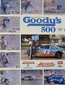 The 1988 Goody's 500 program cover, featuring Richard Petty's wrecked car from the 1988 Daytona 500.