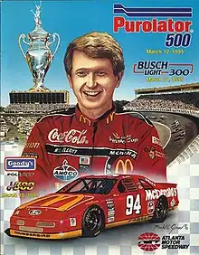 The 1995 Purolator 500 program cover, featuring Bill Elliott.