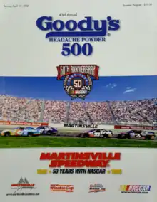 The 1998 Goody's Headache Powder 500 program cover.