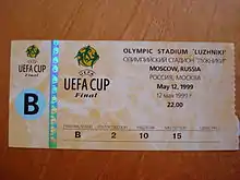 Ticket from the 1999 UEFA Cup Final