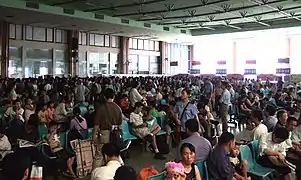 Crowded waiting area, July 2005