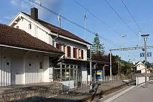 Two-story building with hip roof