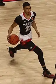 Jayson Tatum is dribbling at the All-American game in 2016