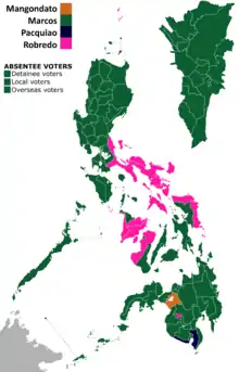 Provinces where Marcos won at least a plurality are in jade green.