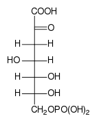 Chemical structure of 3-deoxy-D-arabino-heptulosonic acid 7-phosphate (DAHP).