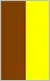 A two-toned rectangular shape, one half of which is brown and the other half gold