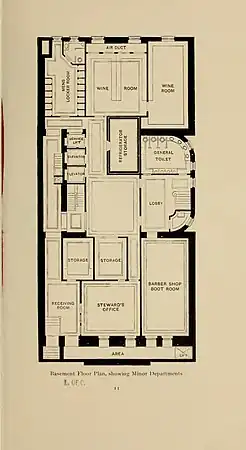 Original basement floor plan of the Engineers' Club