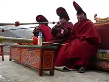 Domthok Monks playing Tibetan Trumpets