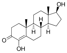 Skeletal formula of 4-hydroxytestosterone