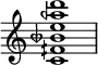  {
\override Score.TimeSignature #'stencil = ##f
\relative c' { 
  \clef treble \time 4/4 <c fih beseh e aeh d>1
}  }
