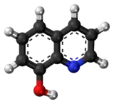 Ball-and-stick model of the 8-hydroxyquinoline molecule