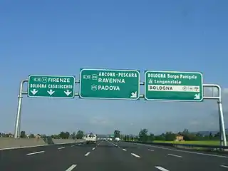 The ten-lane Highway A1 near Bologna, Italy