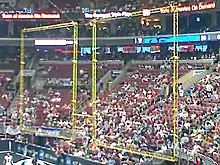 Image 6An arena football goalpost structure featuring the rebound nets on either side of the uprights. (from Arena football)