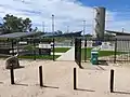 Goodooga Great Artesian Baths area and water tower (2021).