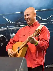 Abderrahmane Abdelli playing the mandol (Algerian mandole) in concert in Ghent, Belgium on October 1, 2006