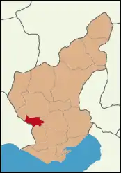 Map showing Çukurova District in Adana Province