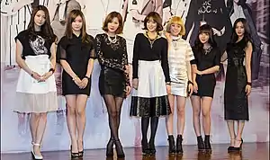 After School at the After School's Beauty Bible press conference in January 2014
*From left to right: Kaeun, E-Young, Jungah, Jooyeon, Lizzy, Raina, Nana