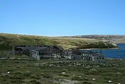 The ruined freezer plant at Ajax Bay