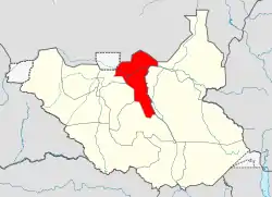 Location in South Sudan (2011-2015 boundaries)