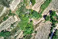 The village spring can be seen in the high vegetation. It is named nowadays "Ein Sarig"