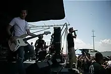 Amber Pacific at Warped Tour, July 12, 2007 (from left to right: Greg Strong, Will Nutter, Matt Young)