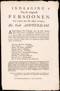 Writ summoning accomplices to sodomy. Amsterdam, 1 September 1730.