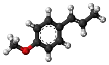 Ball-and-stick model of the anethole molecule