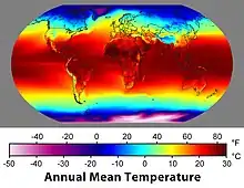 Map of global average temperatures.