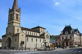 Centre of Aoste: The church and the Town Hall