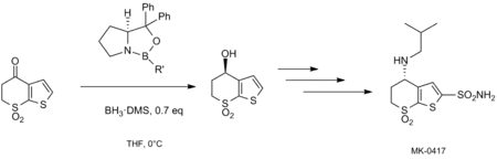 CBS reduction of sulfone in MK-0417 synthesis