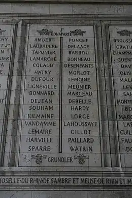 Photo of Columns 5 and 6 of the Arc de Triomphe