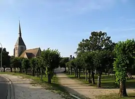 The church seen from the D940 road