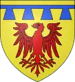 Arms of the lords of Fontois (or Fontoy): Or, an eagle gules surmounted by a label of four points azure